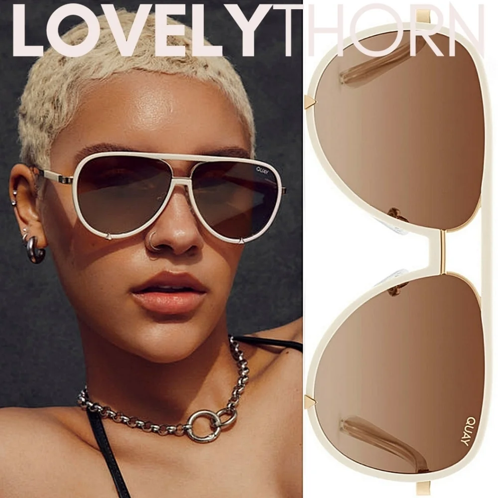 QUAY // ltd ed luxe combination white/gold frames brown polarized lens aviators - Picture 9 of 16